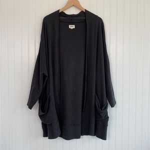 Pact Womens Airplane Cardigan Size XL XXL Dark Gray Sustainable Lagenlook Open